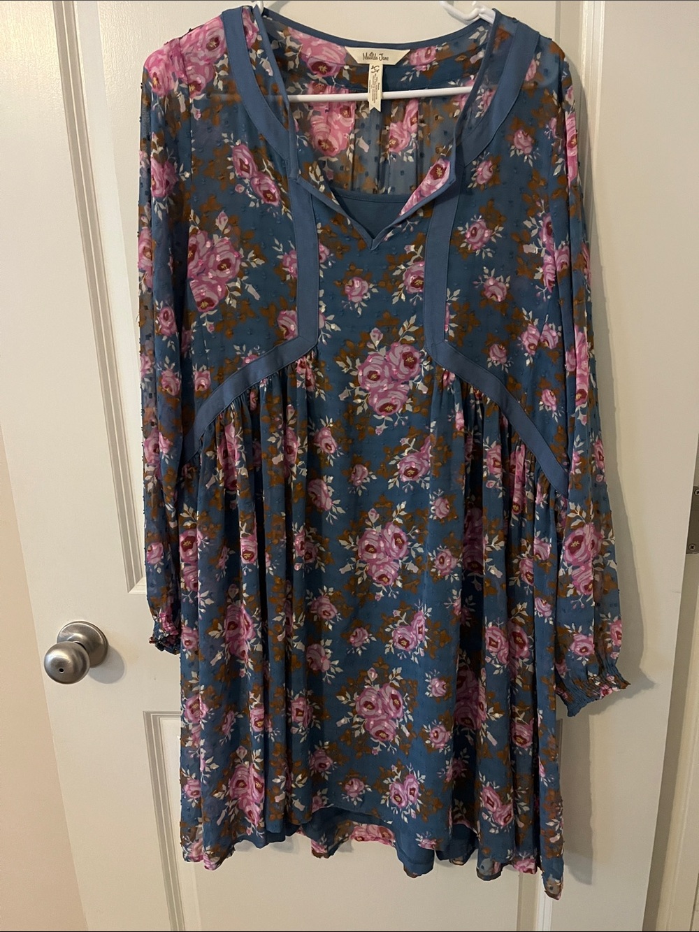 Matilda Jane Blue Floral Tunic Dress with Pink Roses